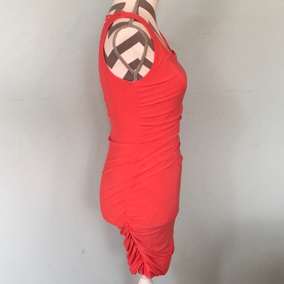 Lipstick Coral Bodycon Dress SZ Small - Picture 3 of 6